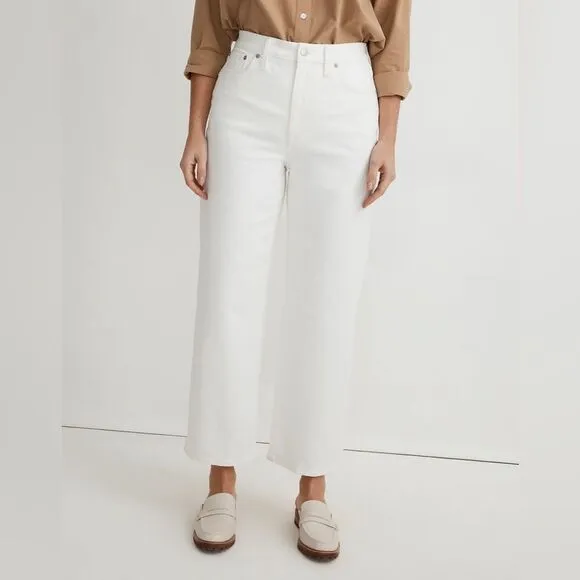 Madewell NWT Petite Perfect Vintage Wide Leg Crop Jeans Size 31P in Tile White