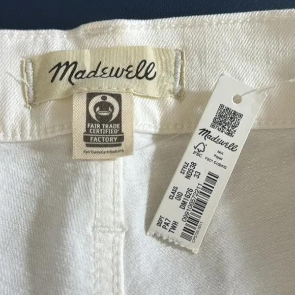 Madewell The Perfect Vintage Wide Leg Crop Jean Women's 33 Off White Tile White