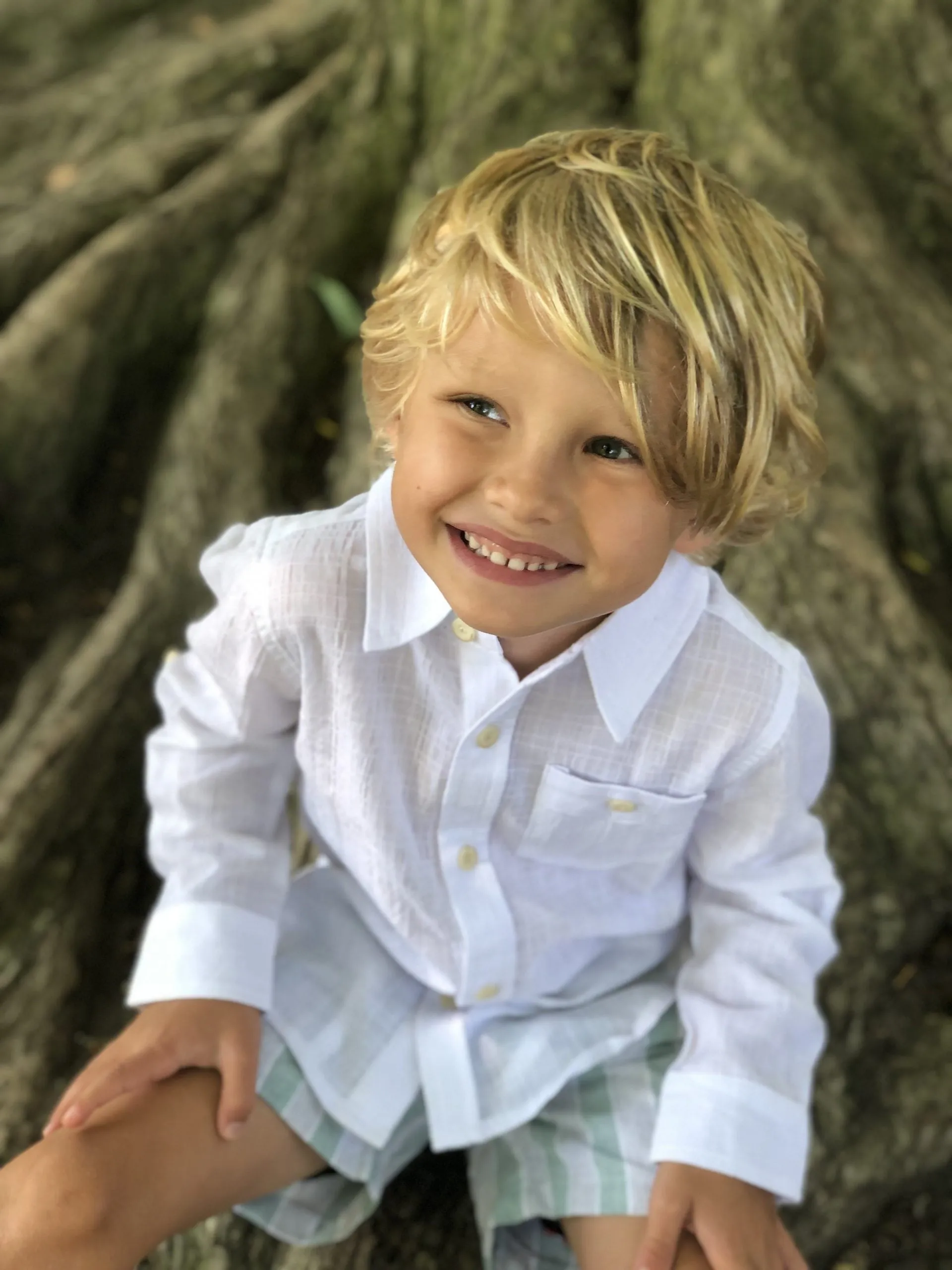 Me & Henry Cotton Longsleeved White Shirt (White Buttons) : Sizes 2 to 16