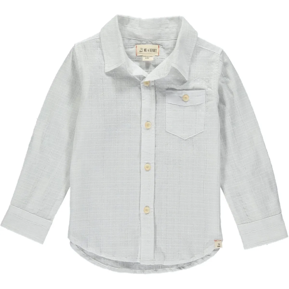 Me & Henry Cotton Longsleeved White Shirt (White Buttons) : Sizes 2 to 16