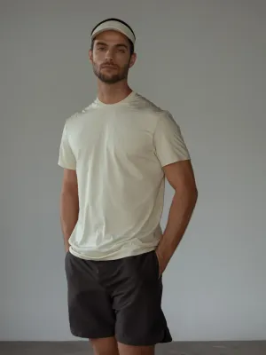 MEN STRUCTURED WORKOUT T-SHIRT - NUT MILK