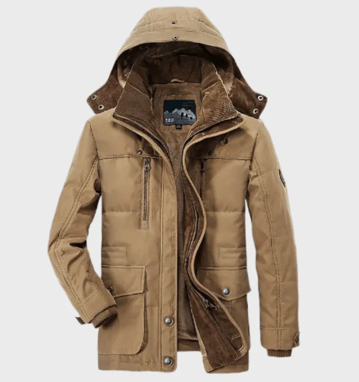 Men's Hugo Thick Winter Hooded Jacket with Deep Pockets