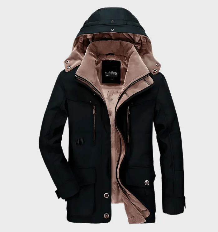 Men's Hugo Thick Winter Hooded Jacket with Deep Pockets