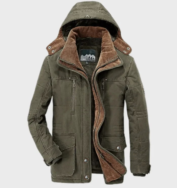 Men's Hugo Thick Winter Hooded Jacket with Deep Pockets