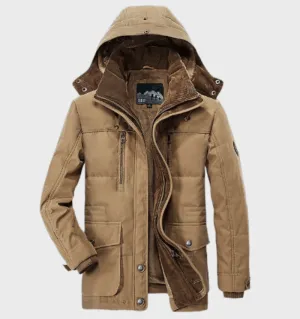Men's Hugo Thick Winter Hooded Jacket with Deep Pockets