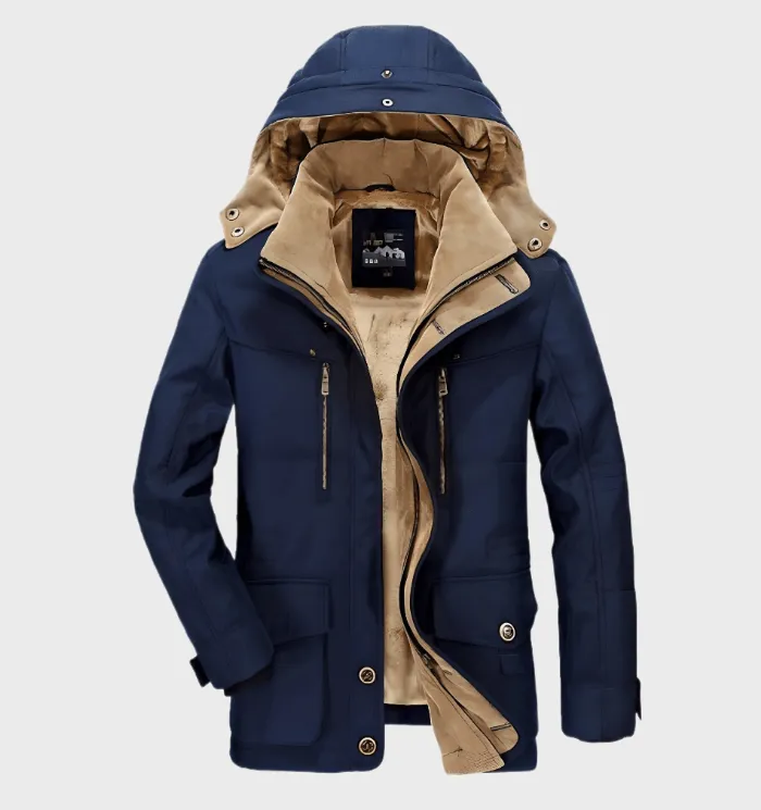 Men's Hugo Thick Winter Hooded Jacket with Deep Pockets