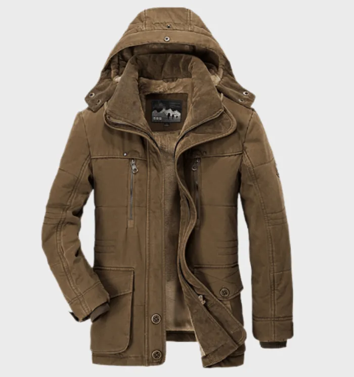Men's Hugo Thick Winter Hooded Jacket with Deep Pockets
