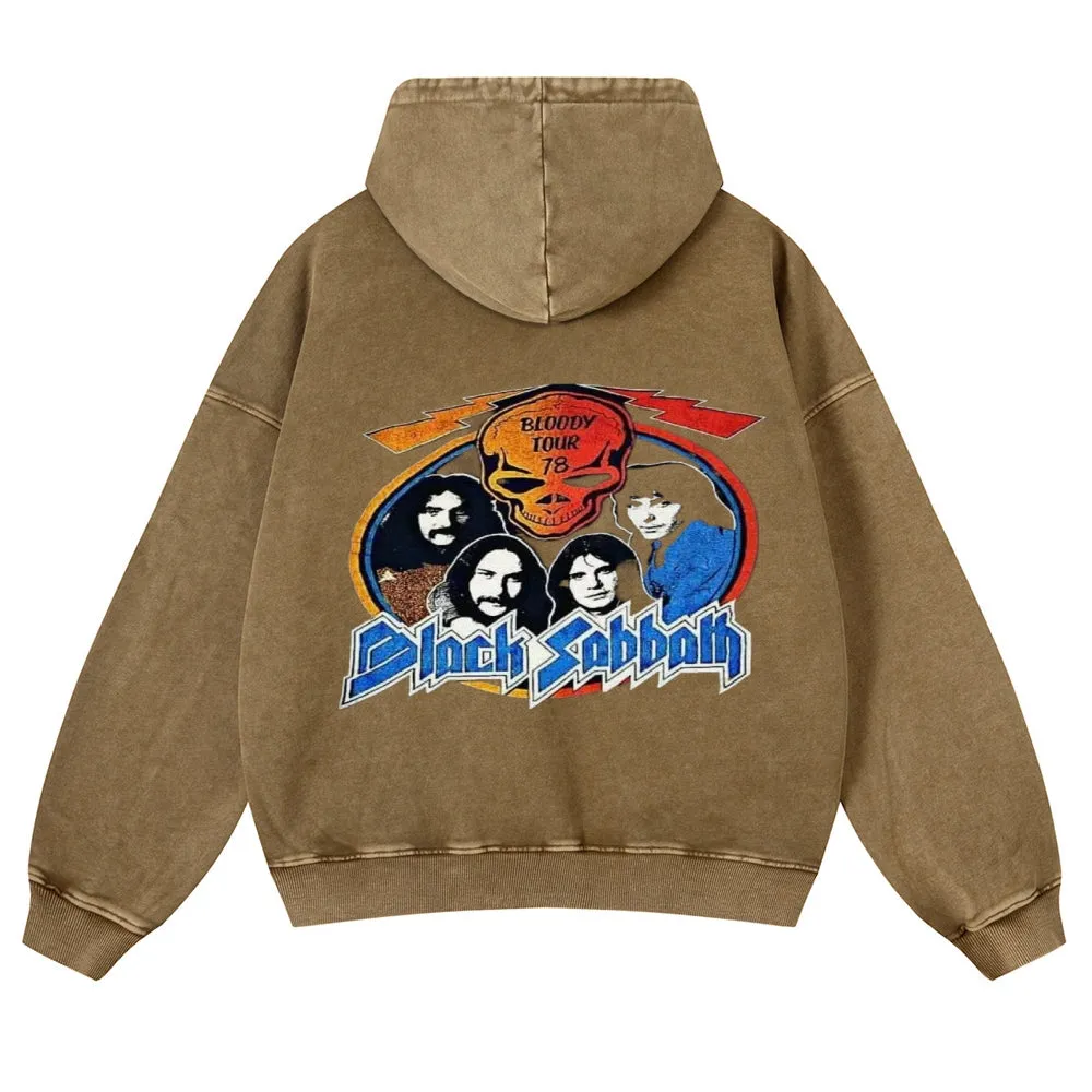 Mens Vintage Black Sabbath Rock Band Hoodies