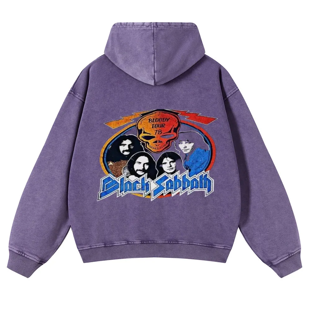 Mens Vintage Black Sabbath Rock Band Hoodies