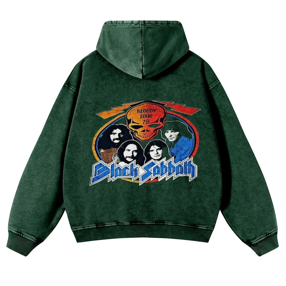 Mens Vintage Black Sabbath Rock Band Hoodies