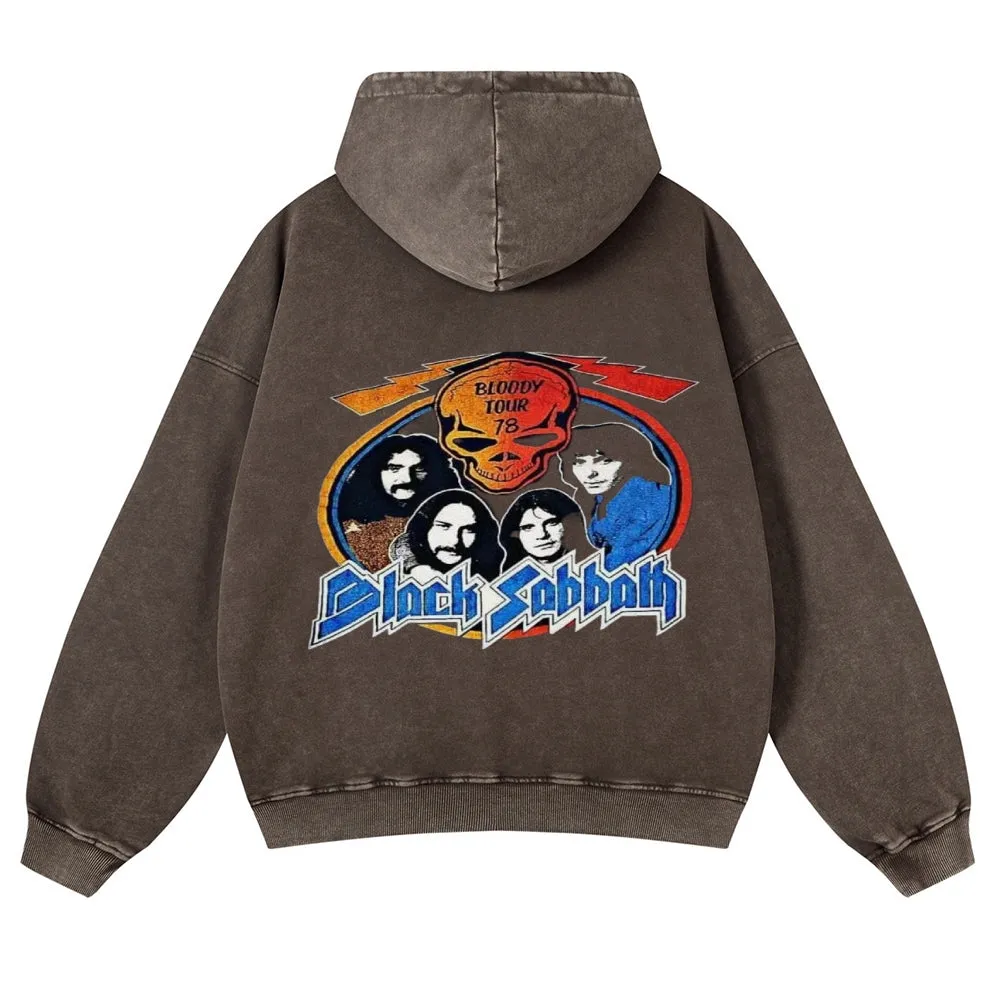 Mens Vintage Black Sabbath Rock Band Hoodies