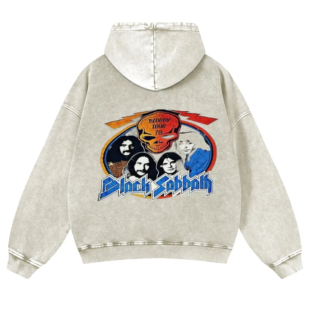Mens Vintage Black Sabbath Rock Band Hoodies