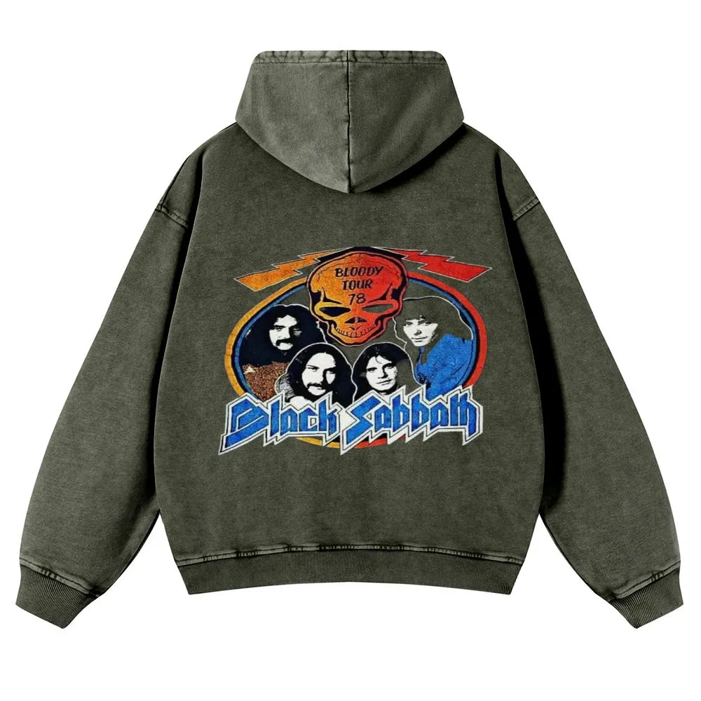 Mens Vintage Black Sabbath Rock Band Hoodies