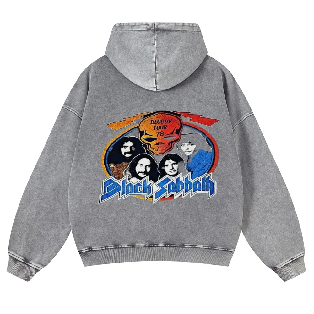Mens Vintage Black Sabbath Rock Band Hoodies
