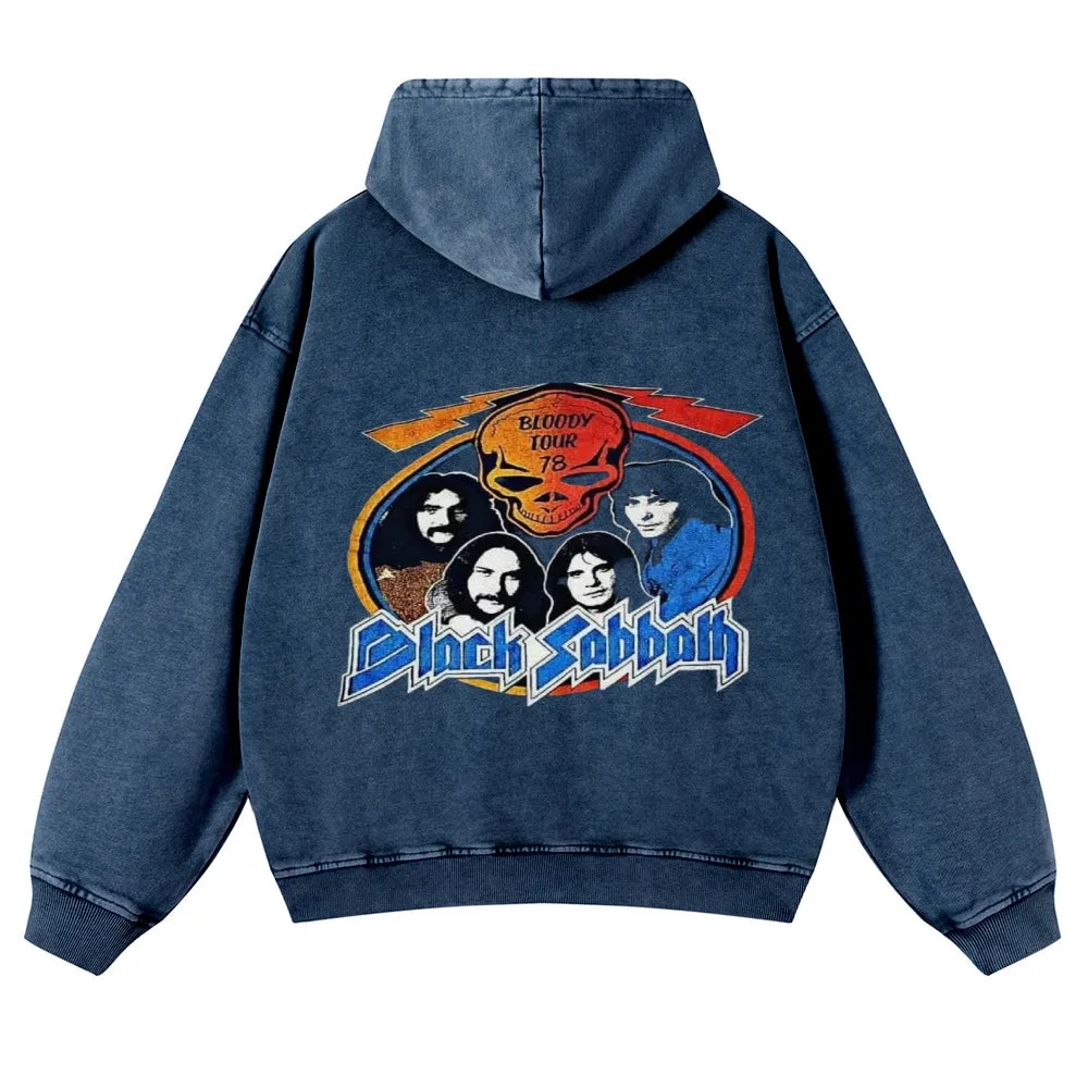 Mens Vintage Black Sabbath Rock Band Hoodies