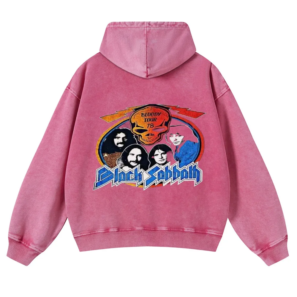 Mens Vintage Black Sabbath Rock Band Hoodies