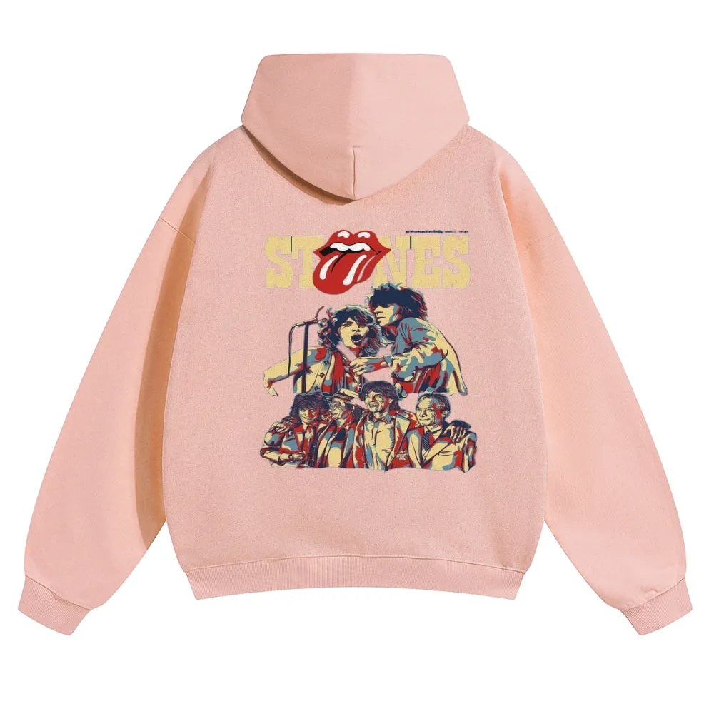 Mens Vintage The Rolling Stones Rock Band Hoodies