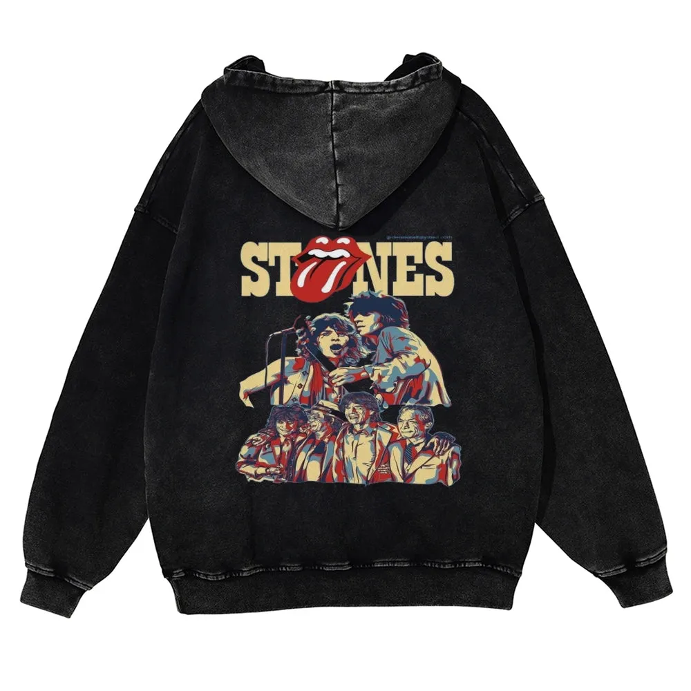 Mens Vintage The Rolling Stones Rock Band Hoodies