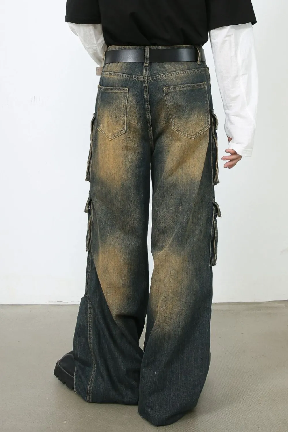 Men's Washed Wide Leg Jeans
