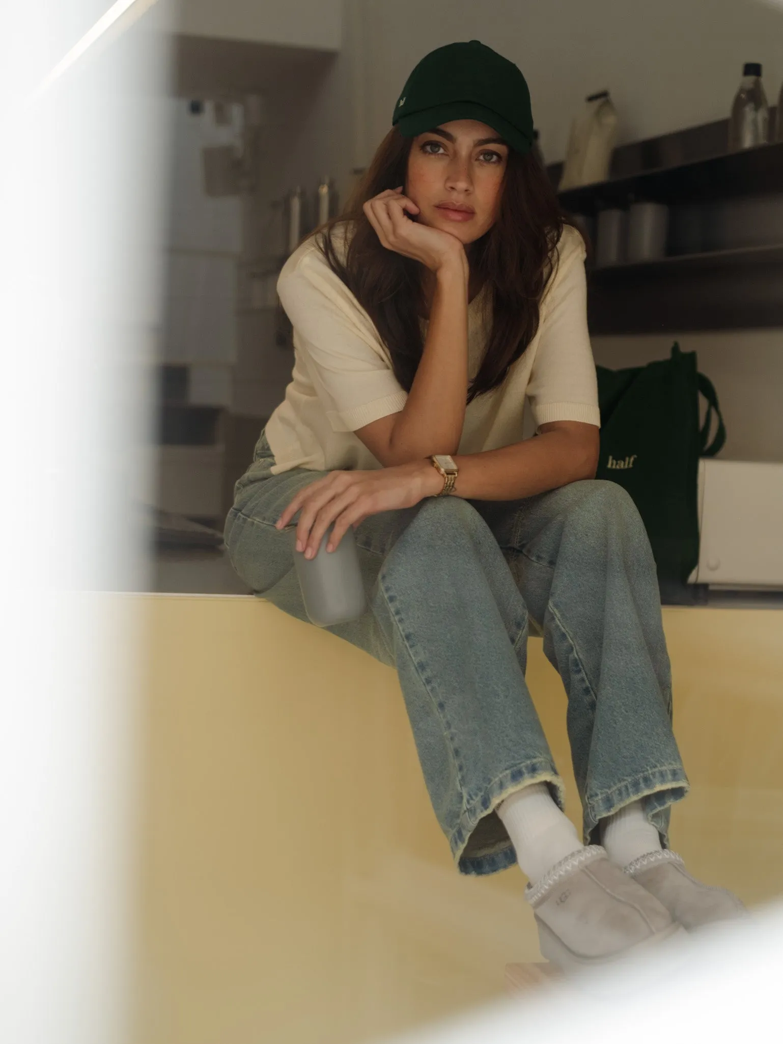 MIDI BASIC KNIT T-SHIRT  - PANACOTTA