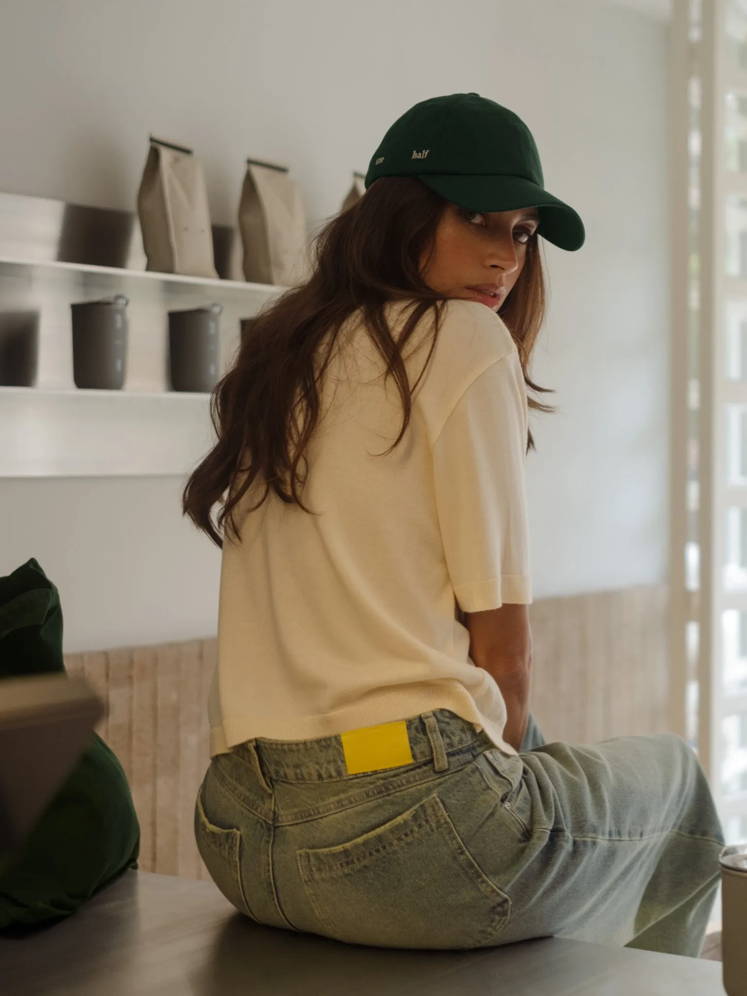 MIDI BASIC KNIT T-SHIRT  - PANACOTTA