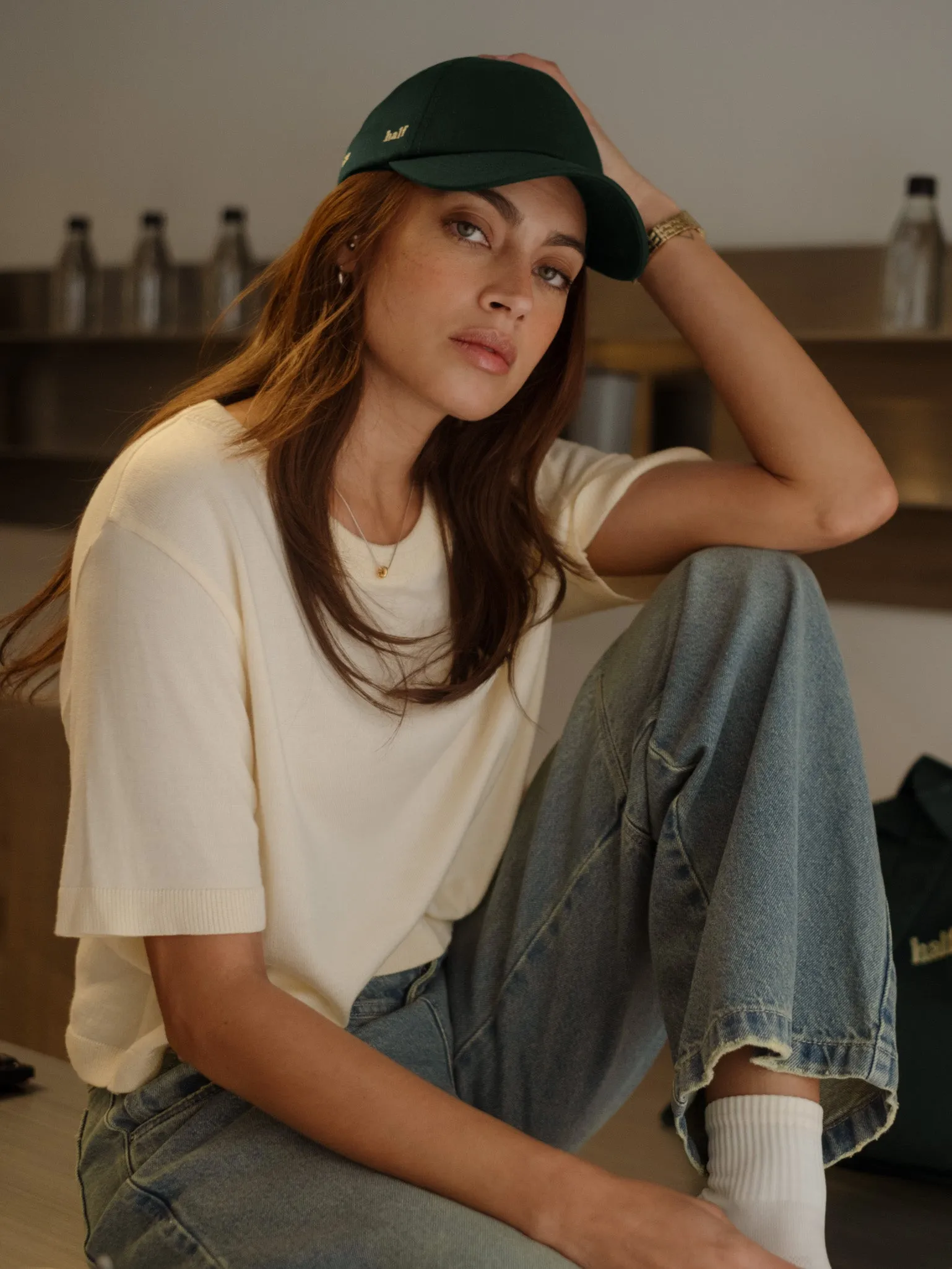 MIDI BASIC KNIT T-SHIRT  - PANACOTTA