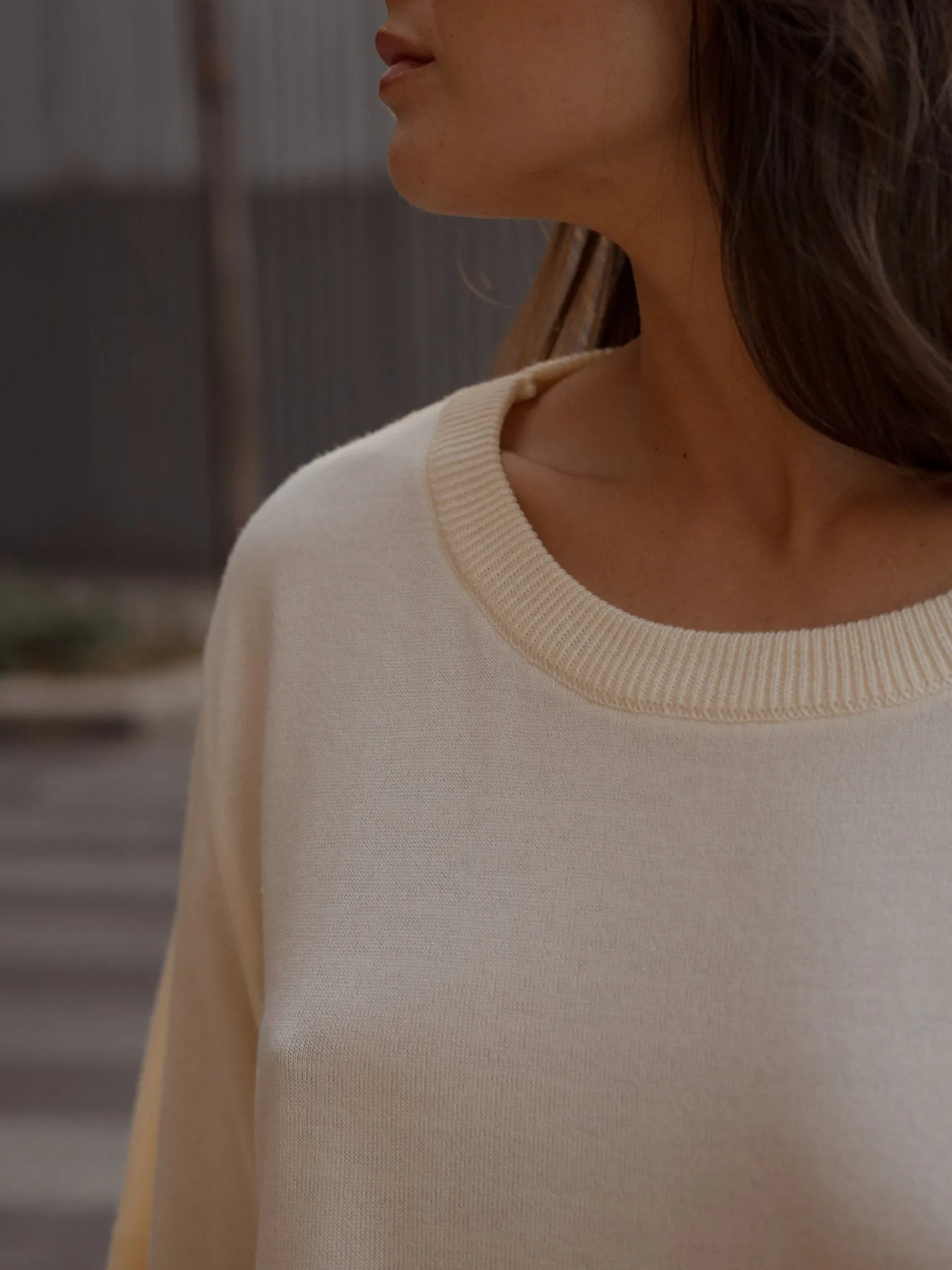 MIDI BASIC KNIT T-SHIRT  - PANACOTTA