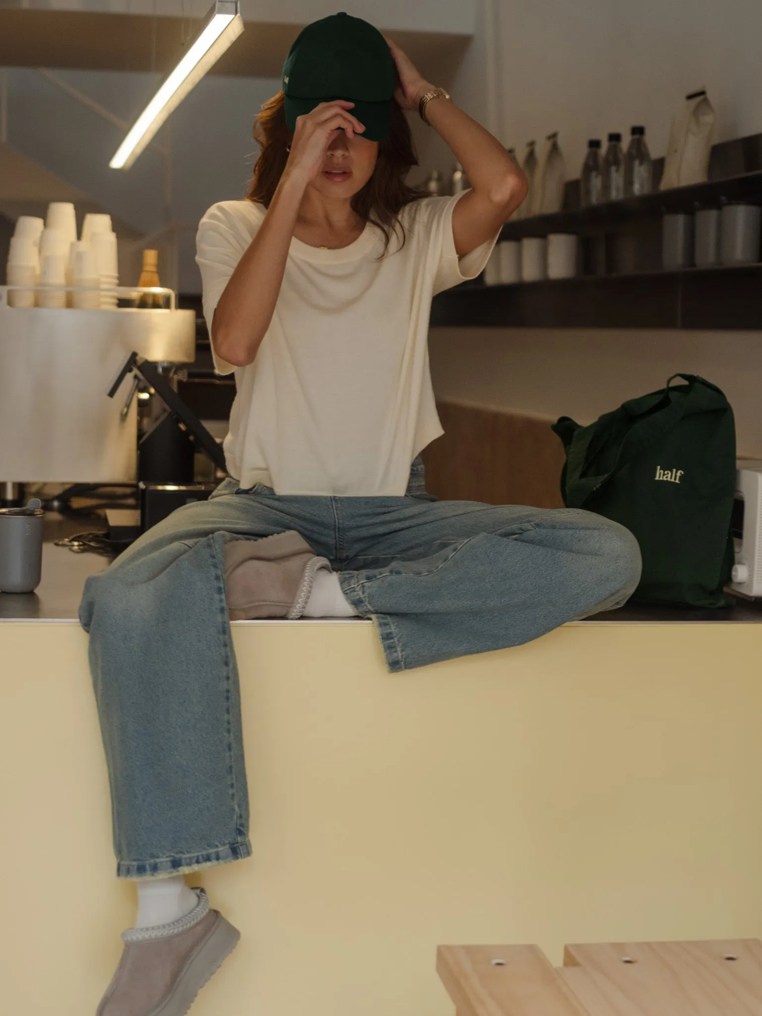 MIDI BASIC KNIT T-SHIRT  - PANACOTTA