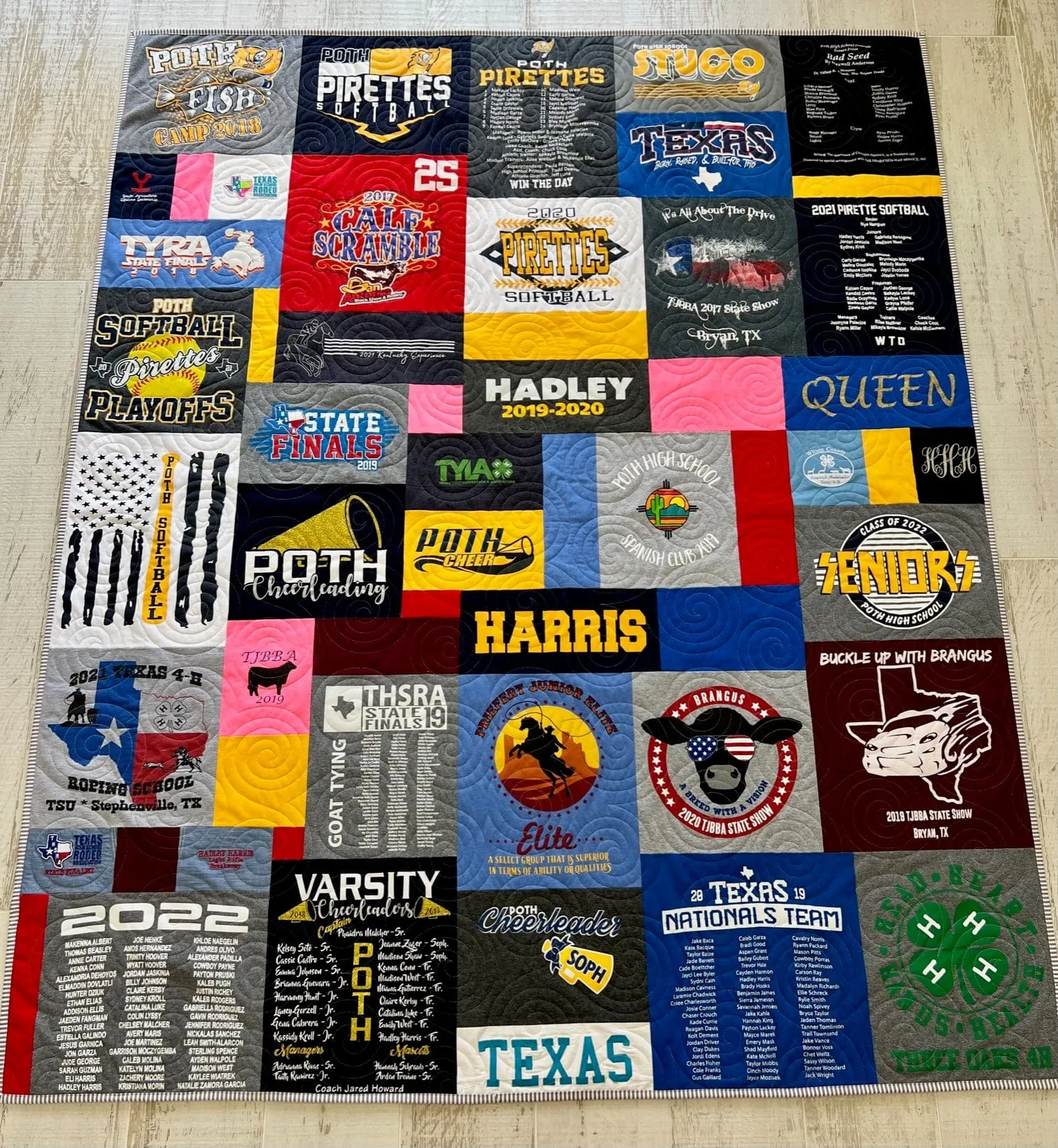 Mosaic T-Shirt Quilt DEPOSIT Memory Blanket Graduation Gift Tee Shirt Personalized Custom Father's Mother's Day College University Sports