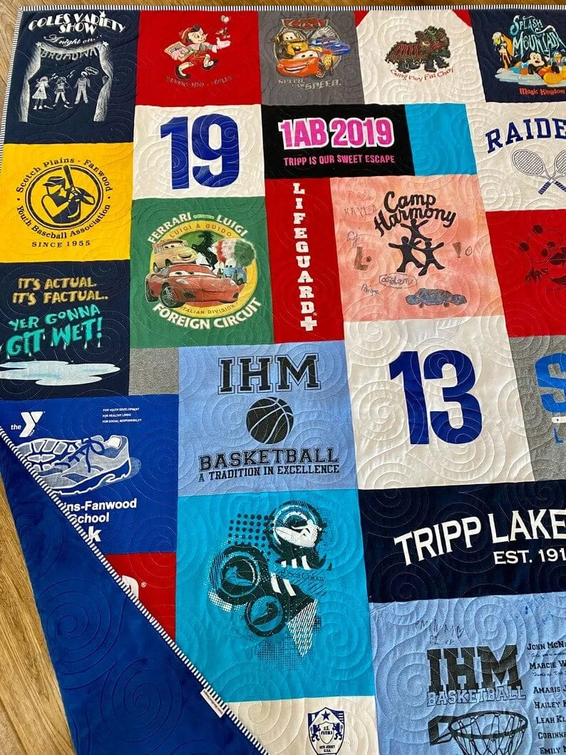 Mosaic T-Shirt Quilt DEPOSIT Memory Blanket Graduation Gift Tee Shirt Personalized Custom Father's Mother's Day College University Sports