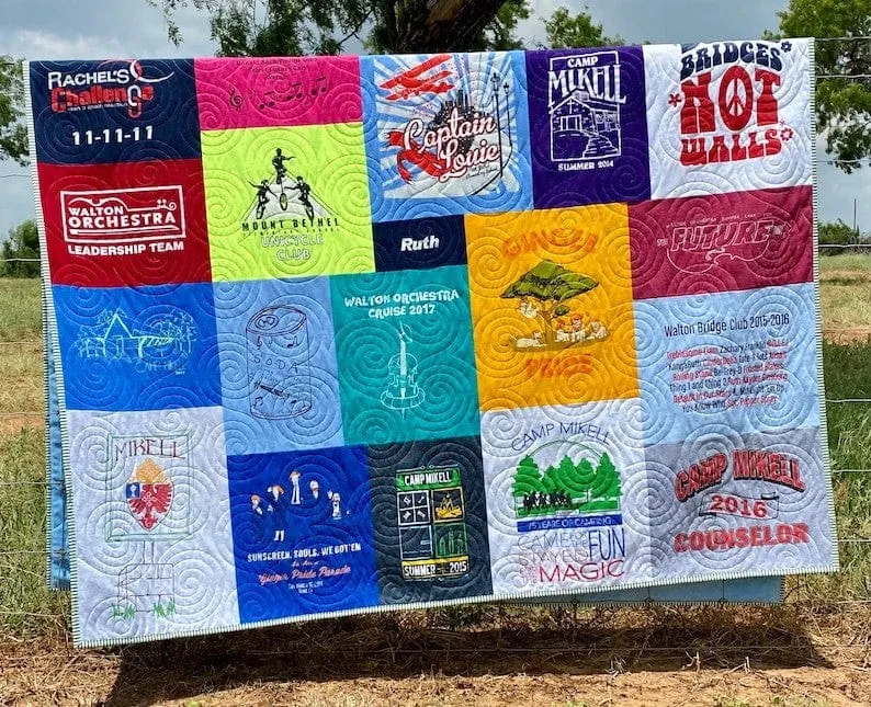 Mosaic T-Shirt Quilt DEPOSIT Memory Blanket Graduation Gift Tee Shirt Personalized Custom Father's Mother's Day College University Sports