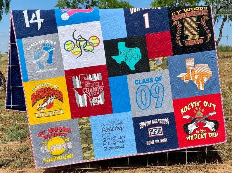 Mosaic T-Shirt Quilt DEPOSIT Memory Blanket Graduation Gift Tee Shirt Personalized Custom Father's Mother's Day College University Sports