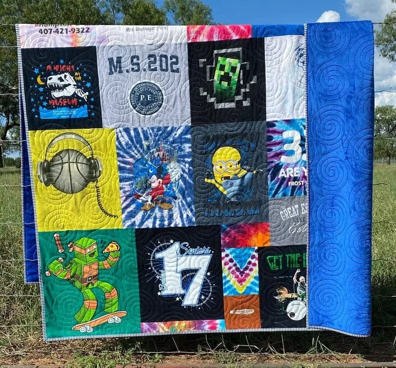 Mosaic T-Shirt Quilt DEPOSIT Memory Blanket Graduation Gift Tee Shirt Personalized Custom Father's Mother's Day College University Sports