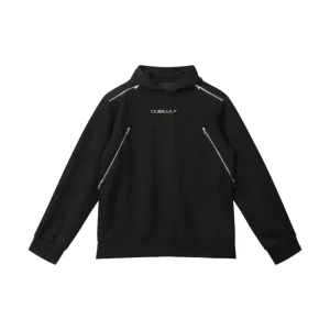 Multi-Zipper Padded Shoulder Hoodie