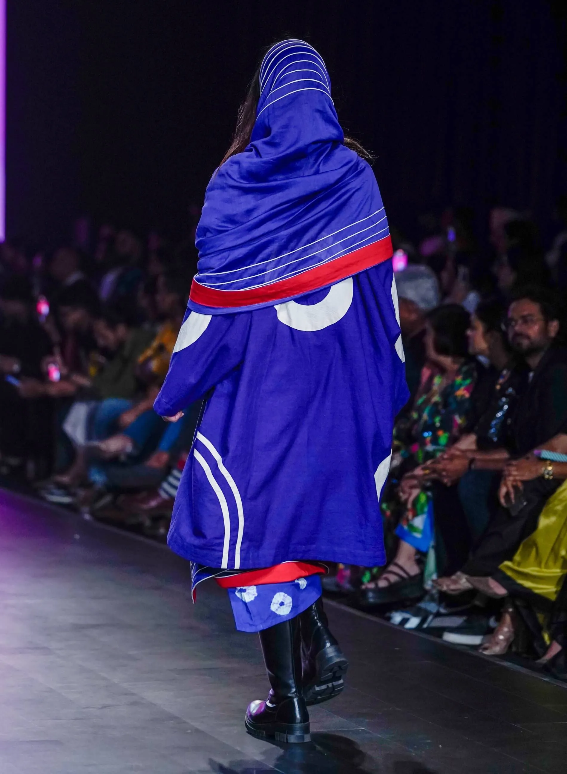 Navy apla sari and jacket set