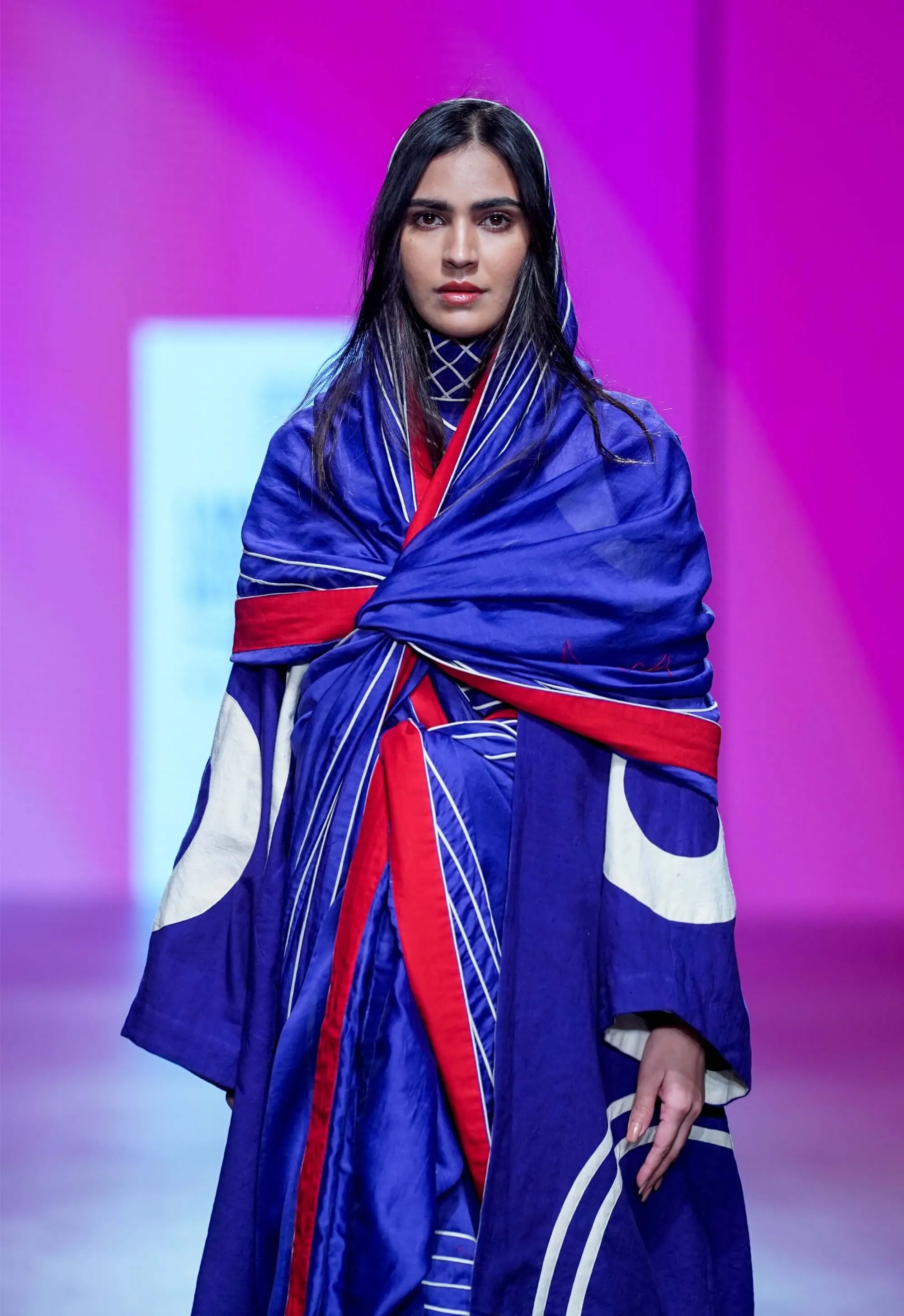 Navy apla sari and jacket set