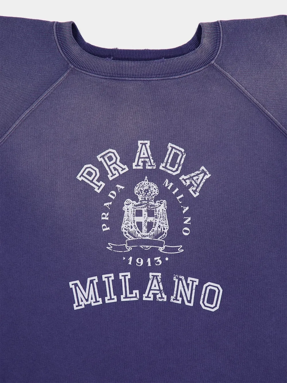 Navy Blue Cotton T-Shirt with Logo Print