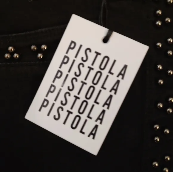 NEW Pistola beaded frayed denim mini skirt black 26 2 NWT