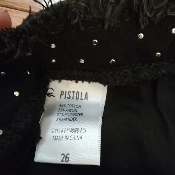 NEW Pistola beaded frayed denim mini skirt black 26 2 NWT