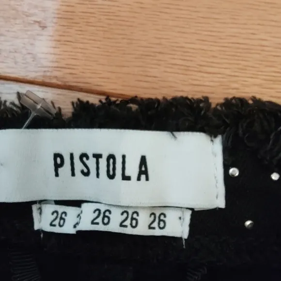 NEW Pistola beaded frayed denim mini skirt black 26 2 NWT