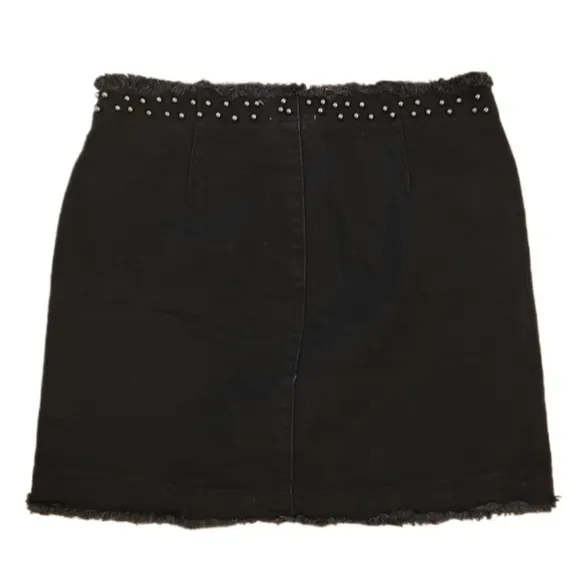 NEW Pistola beaded frayed denim mini skirt black 26 2 NWT