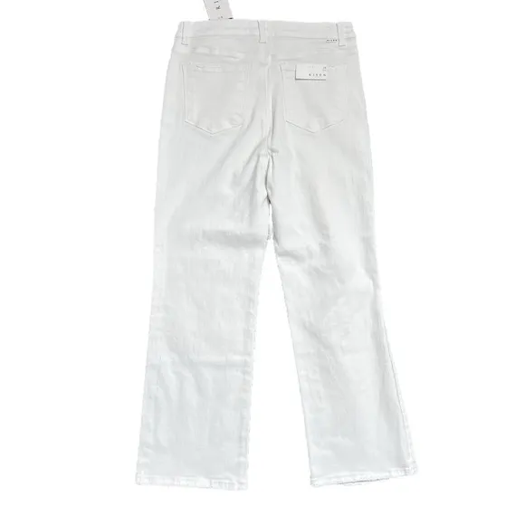 New with Tags Risen Women's White Denim Wide Leg High Waist Distressed Jeans