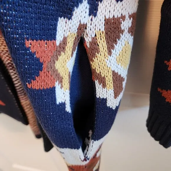 NWOT Lucky Brand Womens Aztec Shawl Collar Open Front Sweater