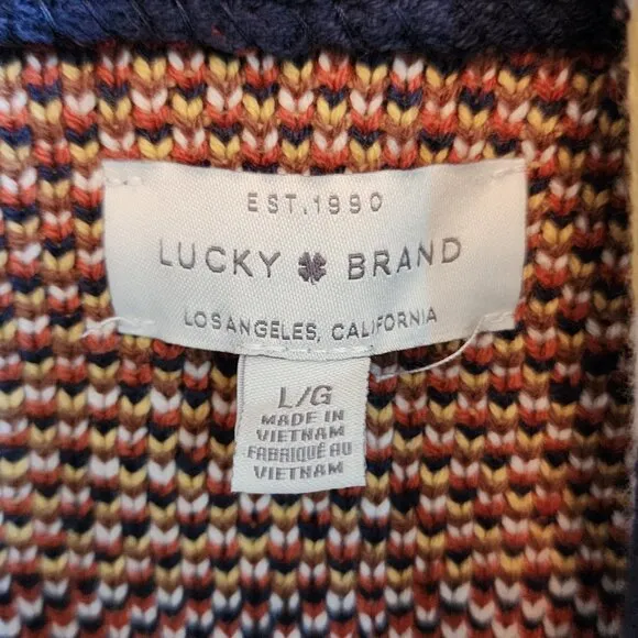 NWOT Lucky Brand Womens Aztec Shawl Collar Open Front Sweater
