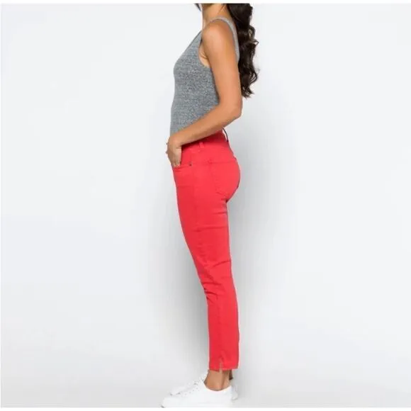 NWT Cosmic Blue Love Milo Side Split Capri Skinny Jean in Red Light, Size 28/6