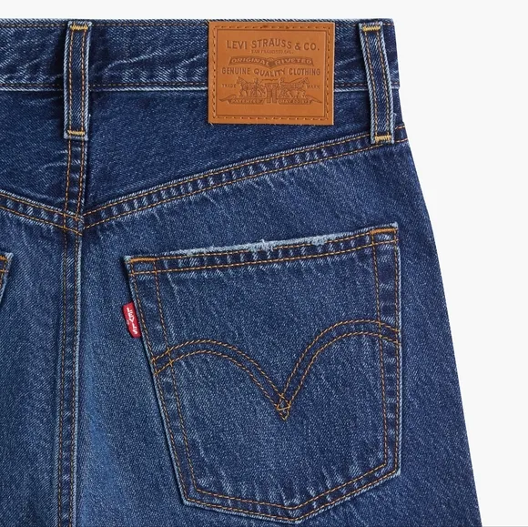 NWT Levi's Premium Noe Down Dark Wash Ribcage Straight Ankle Cutoff Jeans