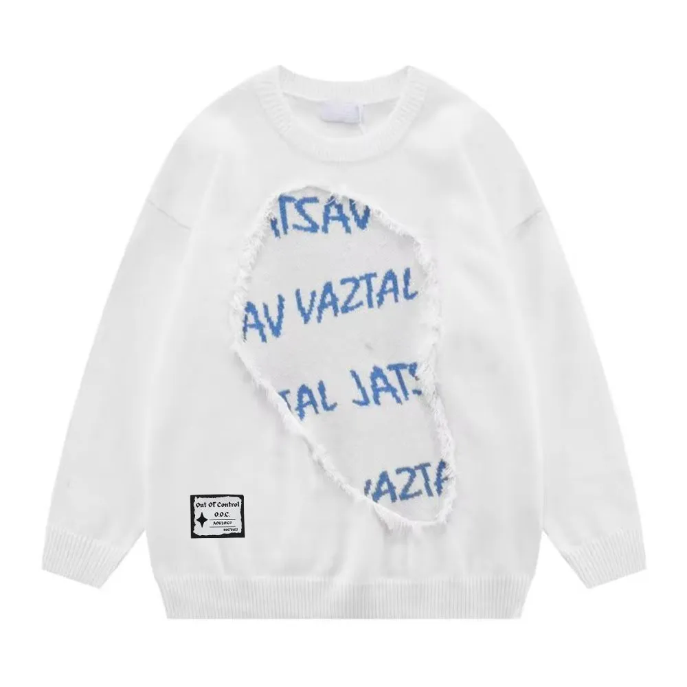 ⚡OOC' High Street Ripped Letter Patch Sweater