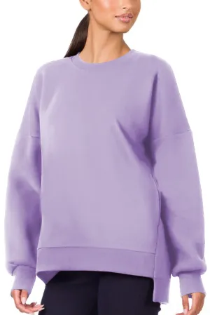 Orchid Petal Uneven Hem Drop Shoulder Sweatshirt