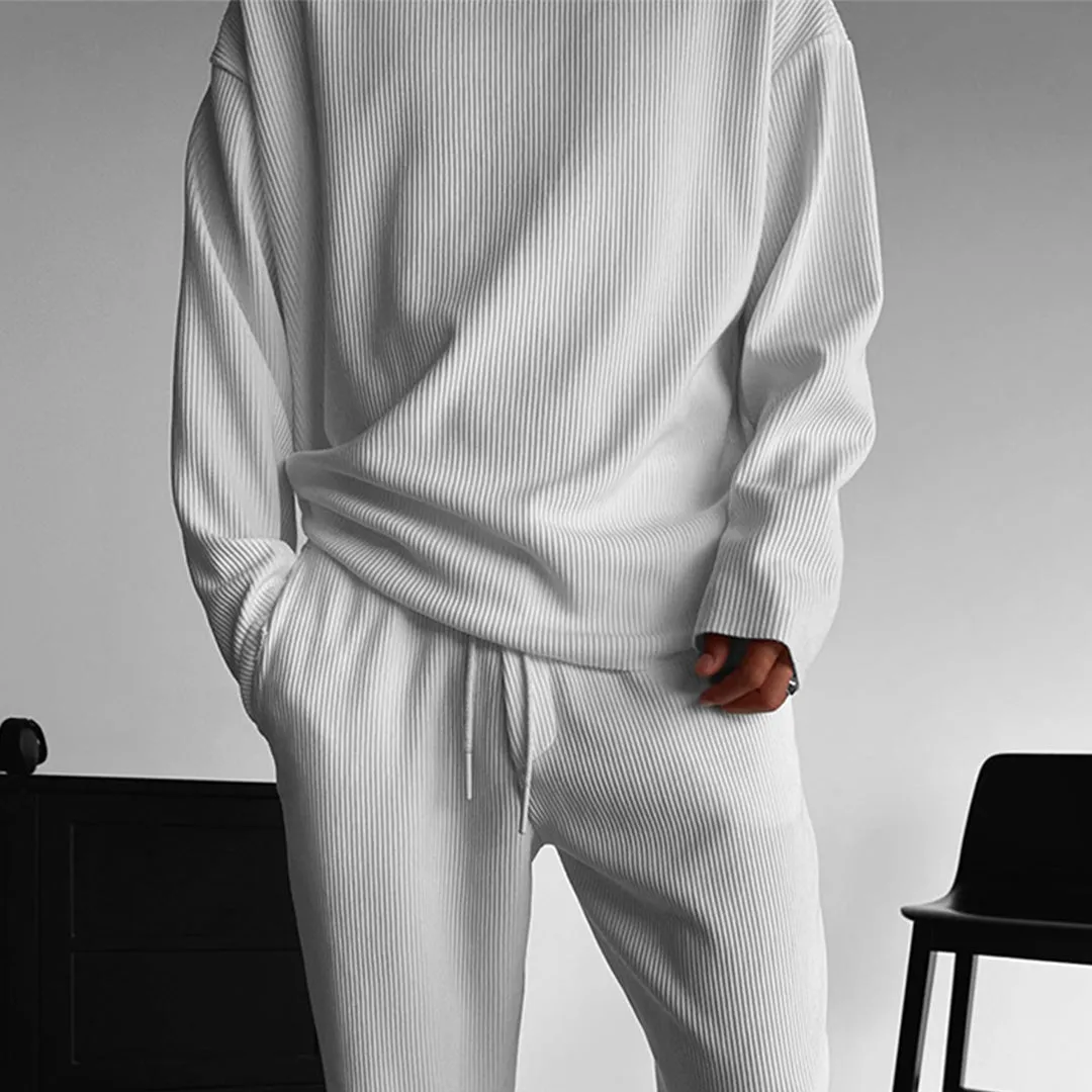 OVERSIZE RIBBED FULL SLEEVES T-SHIRT - WHITE