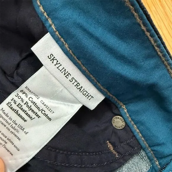 Paige Women's Skyline Straight Jeans Dark Wash Denim Size 28